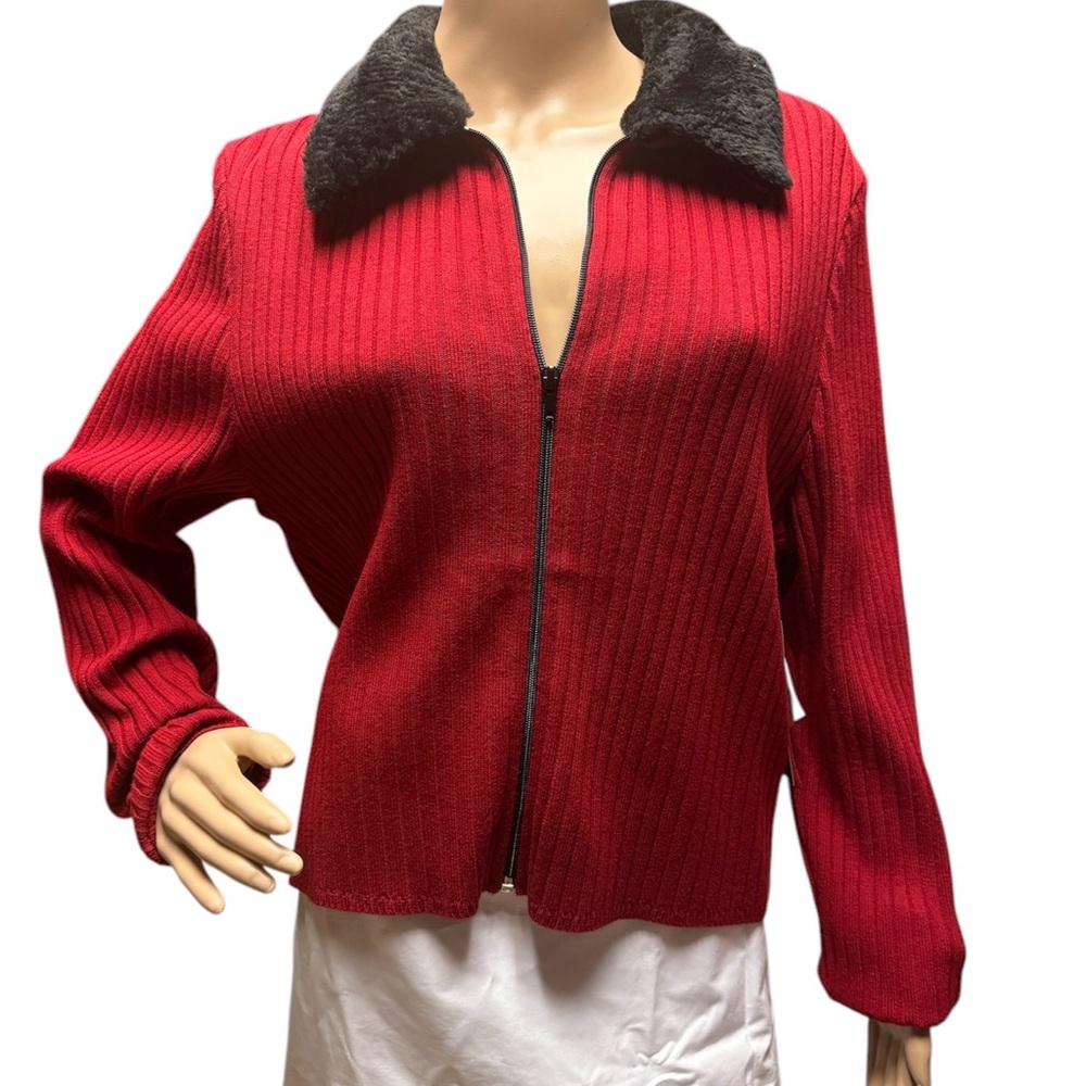 NWT! M.H.M MELISSA HARPER RED ZIP UP JACKET FOR WOMEN SIZE LARGE